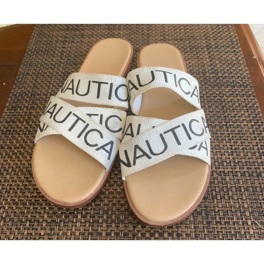Nautica Slip on Sandals with Canvas Straps Sz 8